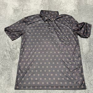 Swannies Performance Golf Polo Shirt Mens XL Geomertic All Over Print Gray